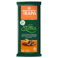 TRAPA Milk Chocolate with Almond & Stevia 75g 