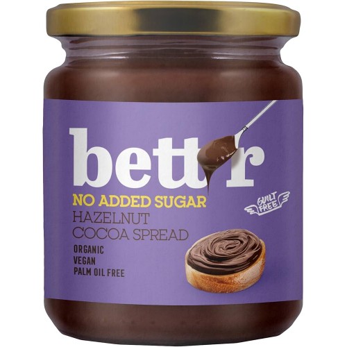 bettr Organic GF Hazelnut Cocoa Spread (No-Added-Sugar) 250g