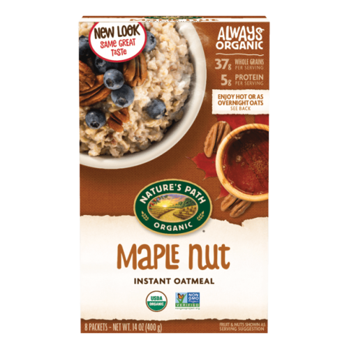 NATURES PATH Organic Maple Nut Oatmeal (8 Packets/400g)