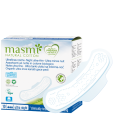 masmi NATURAL COTTON Bio Ultra Night Pads (10 Pads)