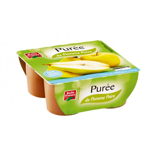 Belle France Apple & Pear Puree with No-Added Sugar 4*100g 