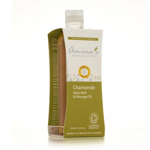 aminas Organic Chamomile Baby Bath & Message Oil 250ml