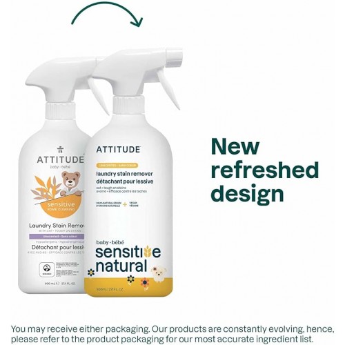 ATTITUDE Baby Sensitive Unscented Laundry Stain Remover with oat 800ml