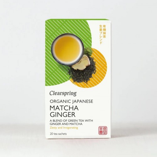 Clearspring organic Blend of Green Tea with Ginger & Matcha 20 Tea Sachet (36g)