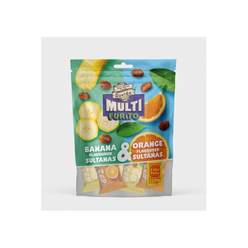 Dovido Multi Furito Banana Flavored Sultanas & Orange Flavored Sultanas 112g