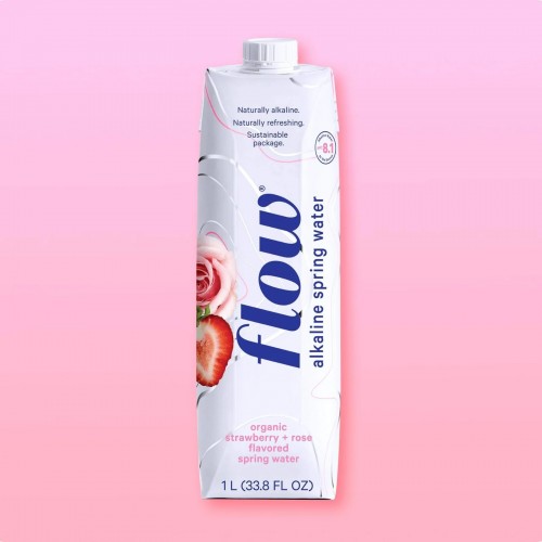 Flow Spring Water with Organic Strawberry Rose Flavored 1L