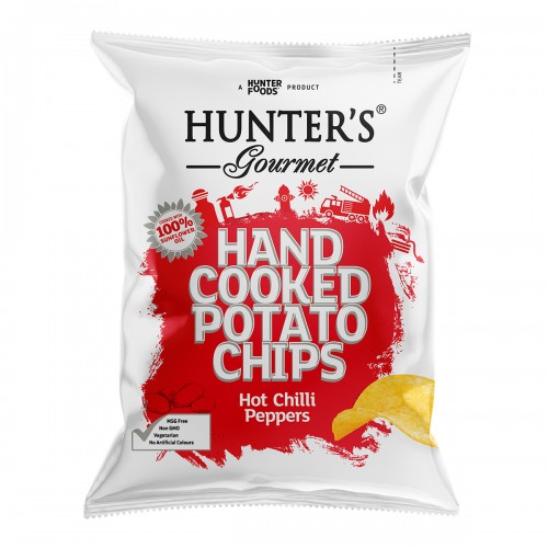 HUNTER FOODS GF Hand Cooked Potato Chips with Hot Chilli Peppers 125g