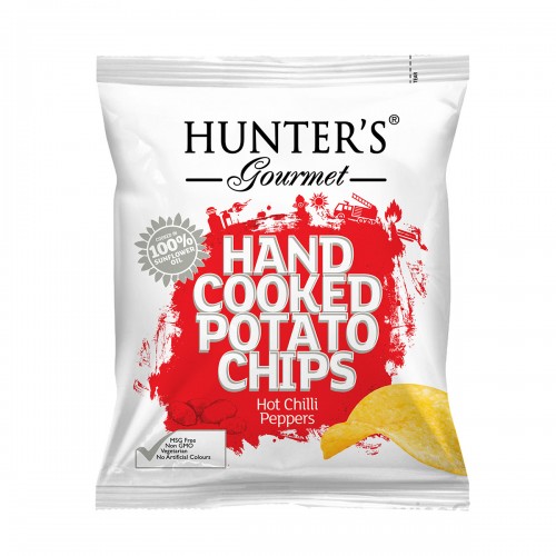 HUNTER FOODS GF Hand Cooked Potato Chips with Hot Chilli Peppers 40g