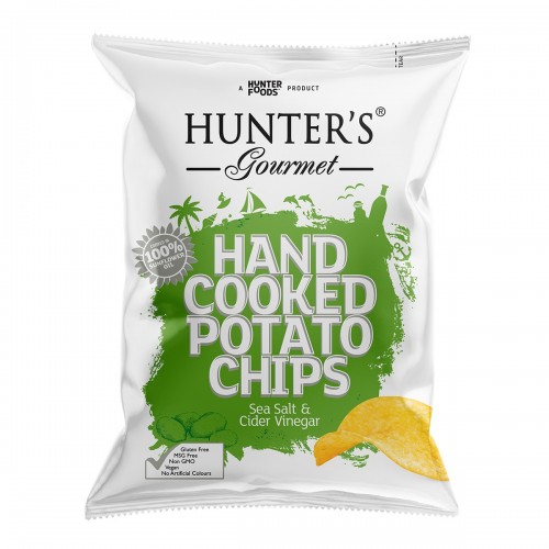 HUNTER FOODS GF Hand Cooked Potato Chips with Sea Salt & Cider Vinegar 125g