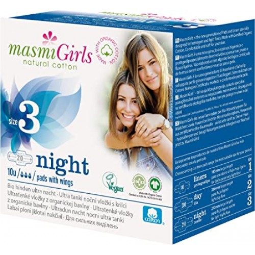 masmi NATURAL COTTON Bio Night Pads (10 Pads)