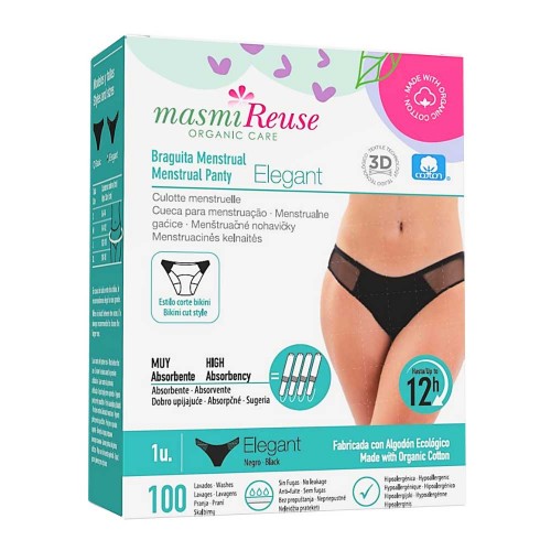 masmi NATURAL COTTON Sustainable Menstrual Underwear (Elegant) (Small)
