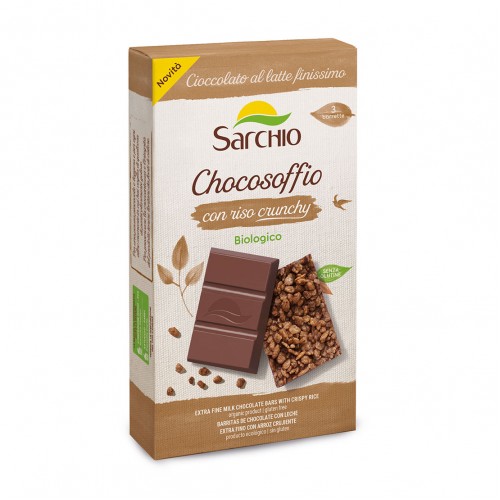 Sarchio Organic GF Extra Fine Milk Chocolate Bars with Crispy Rice 75g (3*25g)