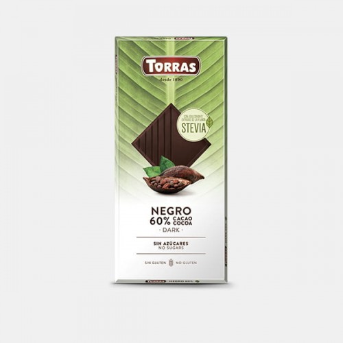 Torras Dark Chocolate Sweetened with Erythritol and Stevia (60% Cacao) 100g