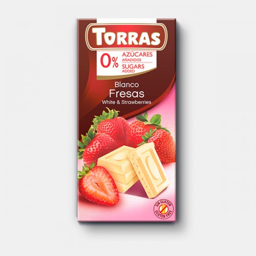 Torras White Chocolate with Strawberries 75g