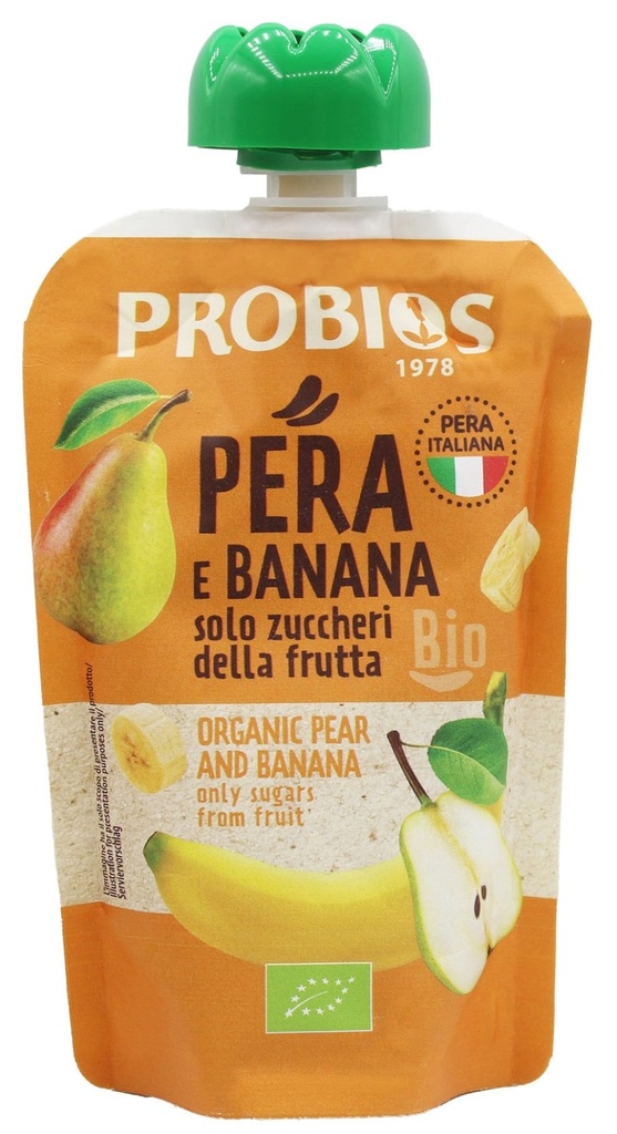 Probios Organic Banana and Pear Pulp Puree 100g