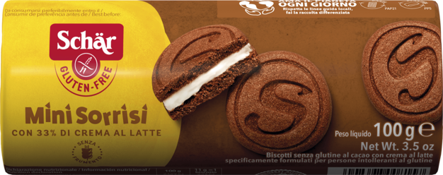 Schar GF Mini Sorrisi (Cacao Biscuits Stuffed with Milk Cream) 100g