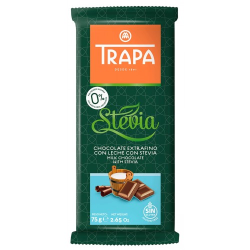 TRAPA Milk Chocolate with Stevia 75g