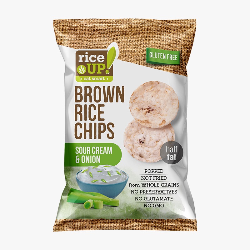 rice up GF Sour-Cream & Onion Brown Rice Chips 60g