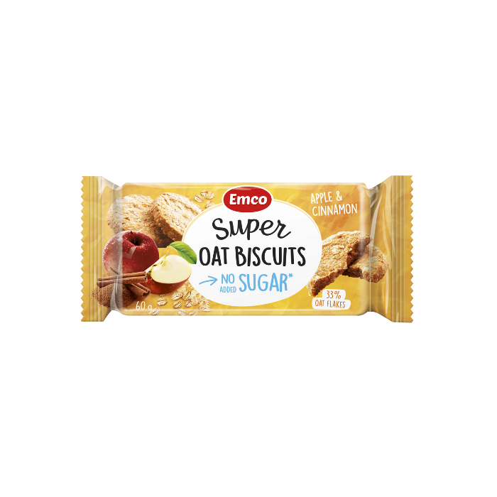 Emco Super Oat Biscuits with Apple & Cinnamon (No-Added-Sugar)60g