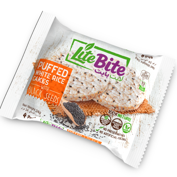 Lite Bite GF Puffed White Rice Cakes with Black Seeds 24g