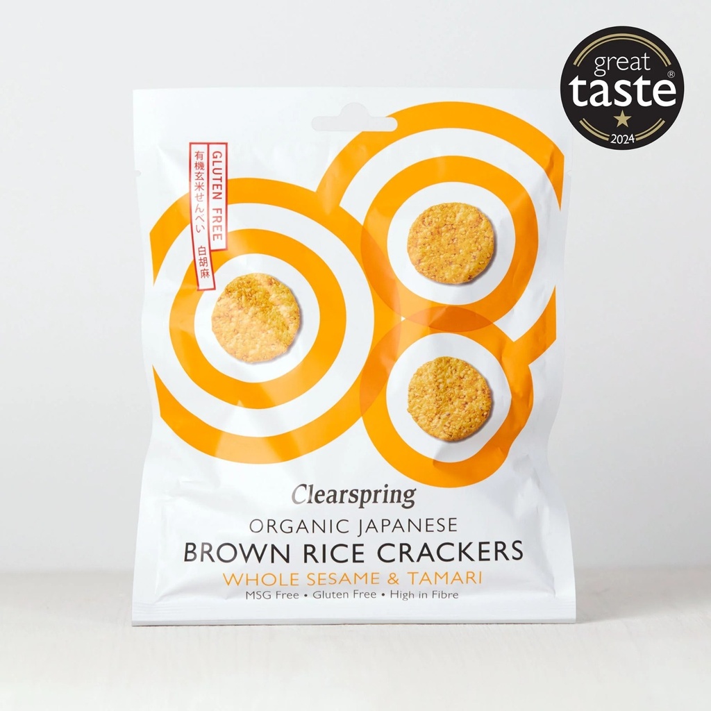 Clearspring Organic Brown Rice Crackers with Whole-Sesame & Tamari 40g