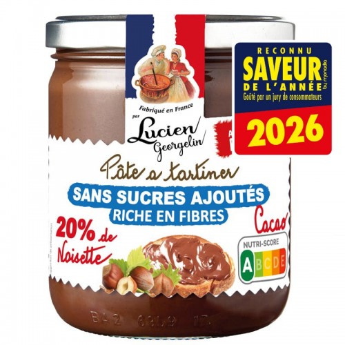 Lucien Georgelim French Hazelnut Spread with No Added Sugar - 400g