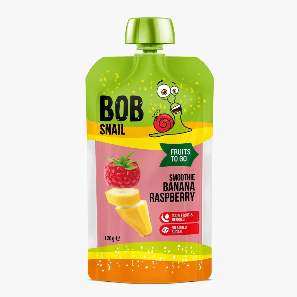 BOB SNAIL Banana Raspberry Smoothie with No-Added-Sugar 120g
