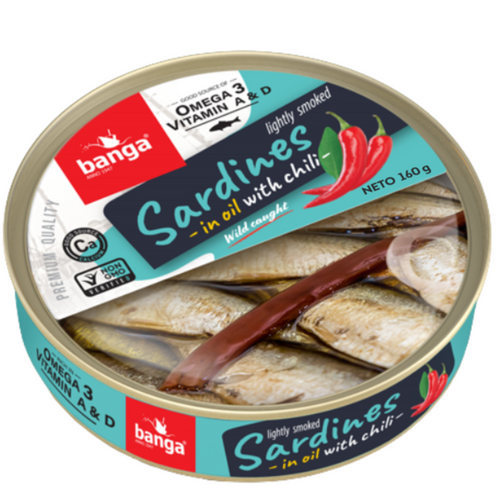 Banga Lightly Smoked Sardines with Chili 160 g
